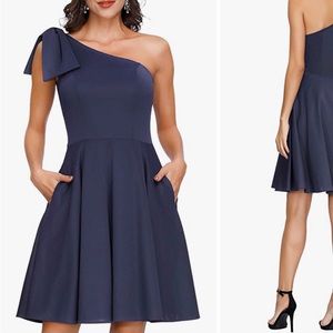 Navy blue one shoulder dress